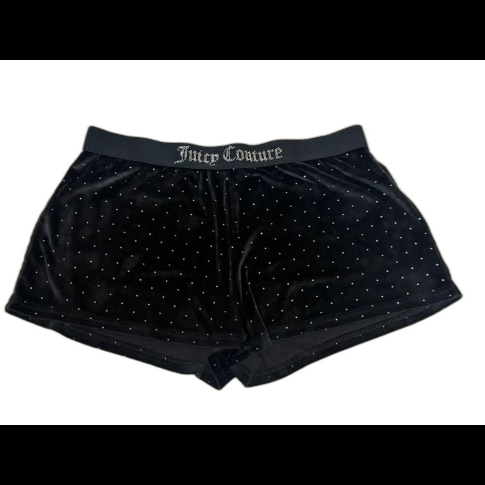 Juicy Couture black velvet pajama shorts with bling detail size XL